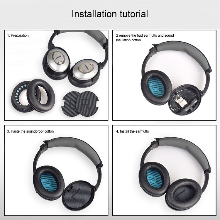 1 đôi áo bọc tai nghe mềm với bông LR cho BOSE QC2 / QC15 / AE2 / QC25 / QC35