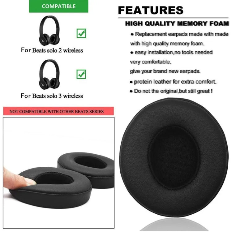 1 đôi áo bọc tai nghe mút xốp mềm cho Beats Solo 2.0 / 3.0, phiên bản Bluetooth