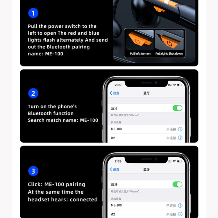 Tai Nghe Bluetooth Treo Tai ME-100 TWS Phiên Bản 5.0 Stereo Thật Quay Đa Năng Dành Cho Doanh Nhân