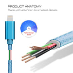 Cáp dữ liệu / sạc 3m đầu kim loại kiểu dệt 3A 8 chân sang USB, dài 3m 8 chân