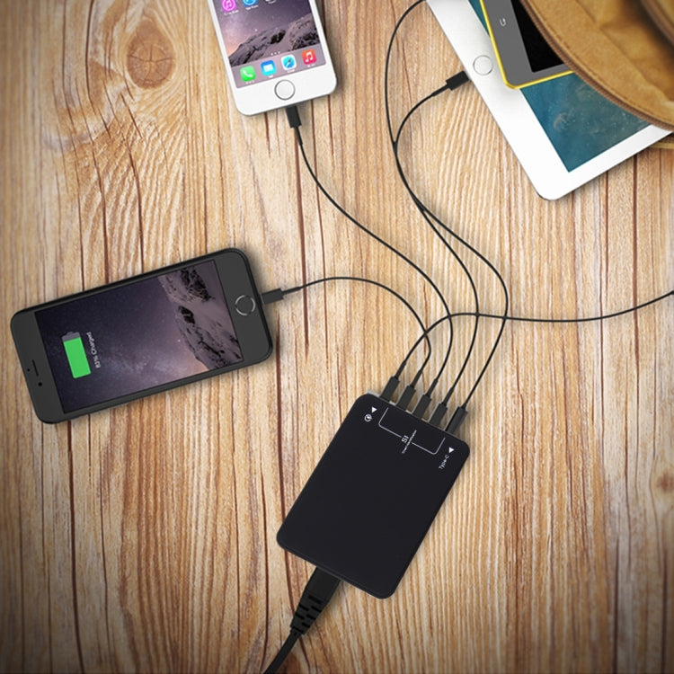 Q8118 1 Sạc Nhanh 3.0 + 4 Cổng USB Nhận Diện Thông Minh + 1 USB-C / Type-C 3.1 Bộ Sạc USB Bàn