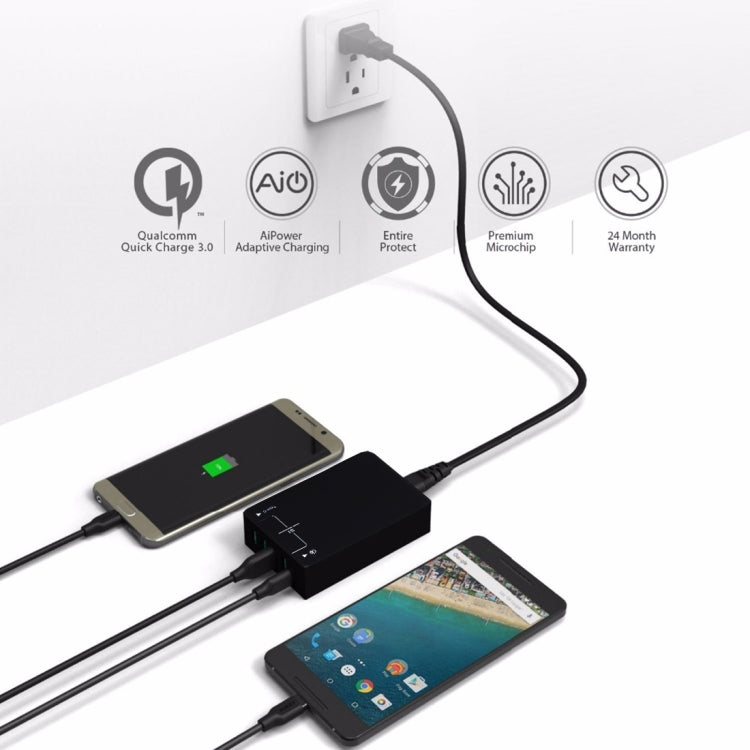Q8118 1 Sạc Nhanh 3.0 + 4 Cổng USB Nhận Diện Thông Minh + 1 USB-C / Type-C 3.1 Bộ Sạc USB Bàn