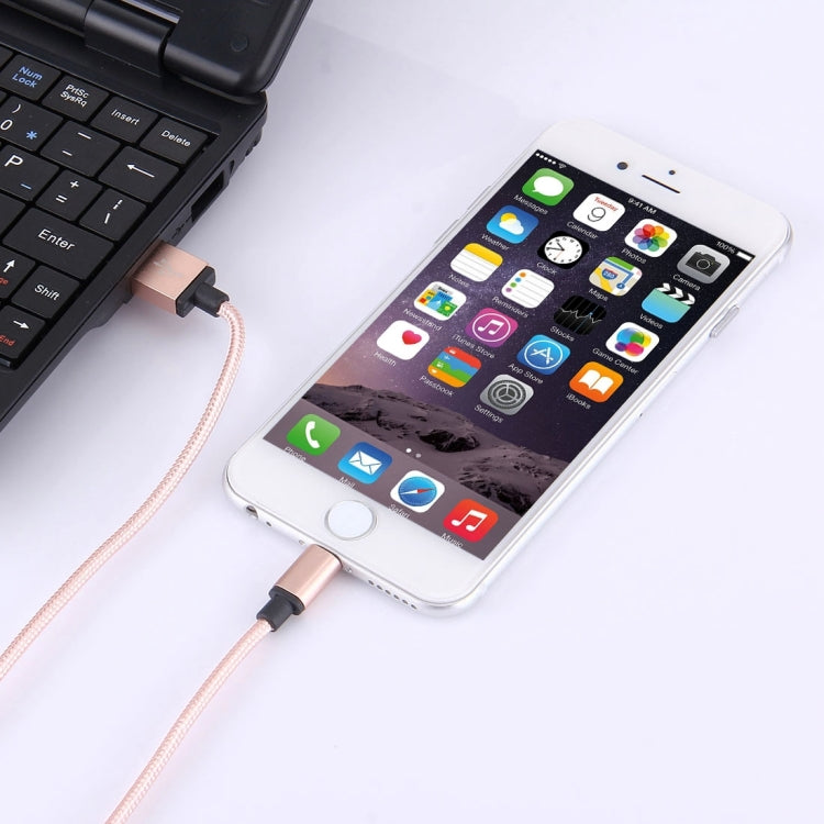 Cáp Dữ Liệu / Sạc 1m Đầu Kim Loại Dệt Kiểu 58 Sợi 8 Pin sang USB 2.0