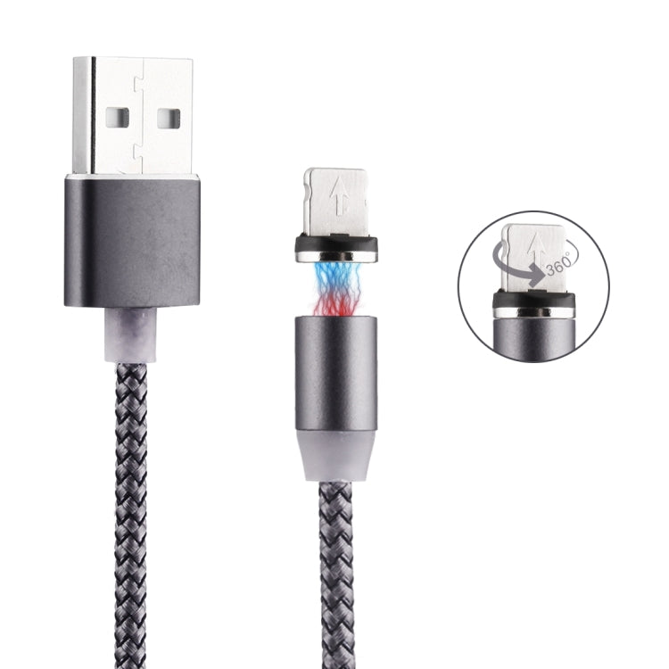 Cáp sạc từ tính xoay 360 độ 8 Pin ra USB 2.0 kiểu dệt có đèn LED báo hiệu, chiều dài cáp: 1m