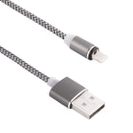 Cáp sạc từ tính xoay 360 độ 8 Pin ra USB 2.0 kiểu dệt có đèn LED báo hiệu, chiều dài cáp: 1m