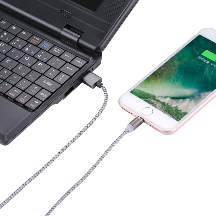 Cáp sạc từ tính xoay 360 độ 8 Pin ra USB 2.0 kiểu dệt có đèn LED báo hiệu, chiều dài cáp: 1m