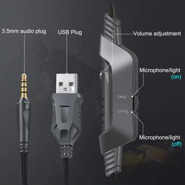 Tai nghe chơi game ONIKUMA K6 chụp tai, âm bass stereo vòm có micro & đèn RGB