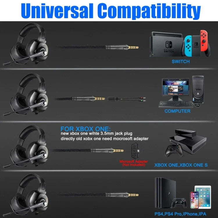 Tai nghe chơi game ONIKUMA K6 chụp tai, âm bass stereo vòm có micro & đèn RGB