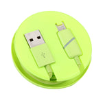 Cáp đồng bộ dữ liệu 1m kiểu hộp quà cuộn tròn 8 chân sang USB có đèn báo cho iPhone, iPad