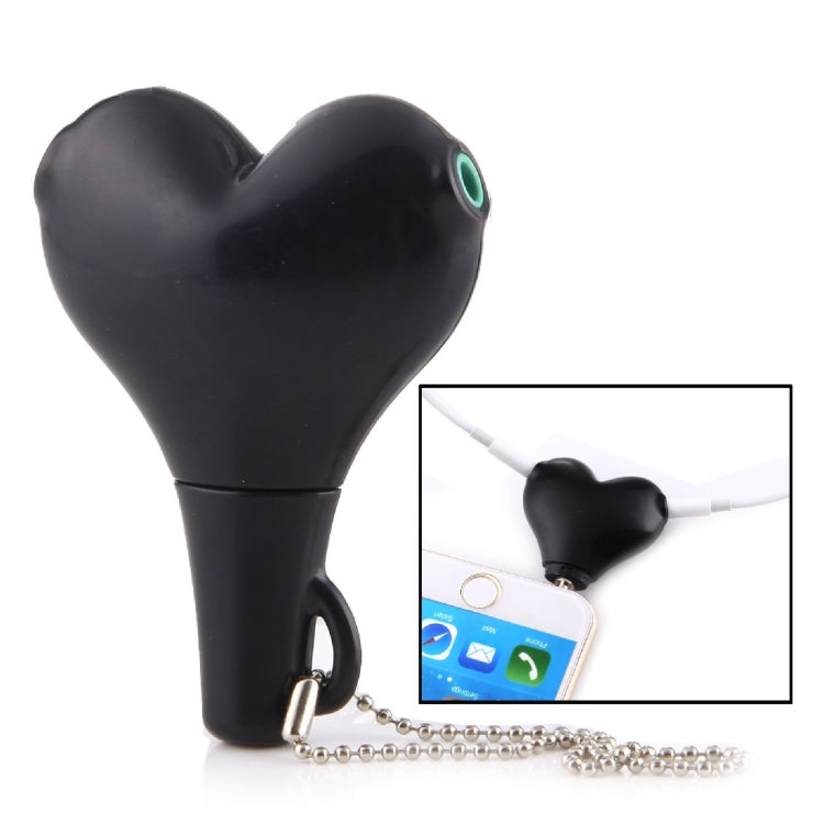 Cáp chia âm thanh hình trái tim đa chức năng 1 đầu đực sang 2 đầu cái 3.5mm kèm móc khóa cho iPhone, iPad, iPod, Samsung, Xiaomi, HTC và các sản phẩm điện tử kỹ thuật số giao diện âm thanh 3.5mm