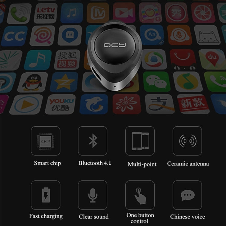 QCY J11 Tai nghe Bluetooth không dây đa năng 4.1 có mic cho điện thoại thông minh hoặc các thiết bị Bluetooth khác, Khoảng cách Bluetooth hiệu quả: 10M