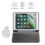 Bàn phím Bluetooth tháo rời + Bao da máy tính bảng gập ngang có giá đỡ & ngăn đựng bút cho iPad Pro 9.7 inch, iPad Air, iPad Air 2, iPad 9.7 inch (2017), iPad 9.7 inch (2018), A07B Xanh dương, A07B Vàng hồng, A07B Đen, A07B Vàng