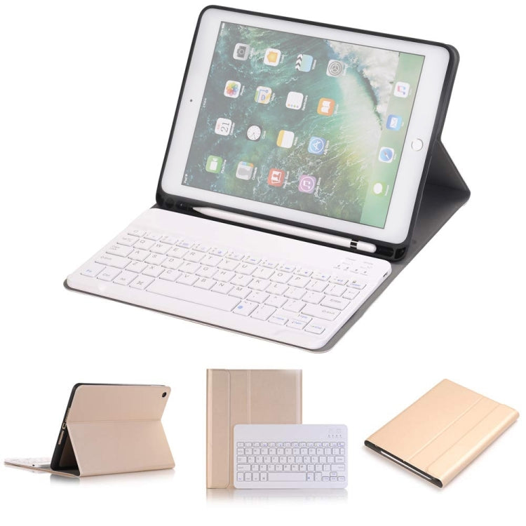 Bàn phím Bluetooth tháo rời + Bao da máy tính bảng gập ngang có giá đỡ & ngăn đựng bút cho iPad Pro 9.7 inch, iPad Air, iPad Air 2, iPad 9.7 inch (2017), iPad 9.7 inch (2018), A07B Xanh dương, A07B Vàng hồng, A07B Đen, A07B Vàng