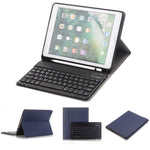 Bàn phím Bluetooth tháo rời + Bao da máy tính bảng gập ngang có giá đỡ & ngăn đựng bút cho iPad Pro 9.7 inch, iPad Air, iPad Air 2, iPad 9.7 inch (2017), iPad 9.7 inch (2018), A07B Xanh dương, A07B Vàng hồng, A07B Đen, A07B Vàng