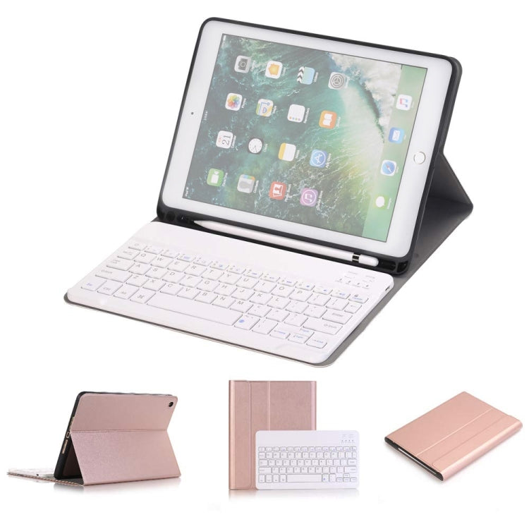 Bàn phím Bluetooth tháo rời + Bao da máy tính bảng gập ngang có giá đỡ & ngăn đựng bút cho iPad Pro 9.7 inch, iPad Air, iPad Air 2, iPad 9.7 inch (2017), iPad 9.7 inch (2018), A07B Xanh dương, A07B Vàng hồng, A07B Đen, A07B Vàng