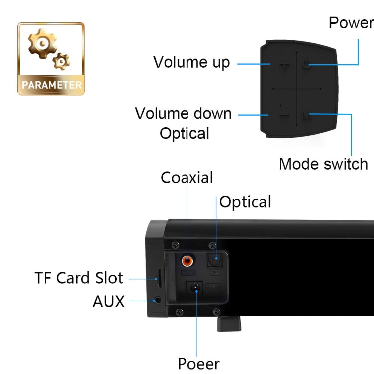 Loa thanh LP-09 (CE0148) dàn âm thanh rạp hát tại nhà Bluetooth không dây với điều khiển từ xa, CE0148 màu đen