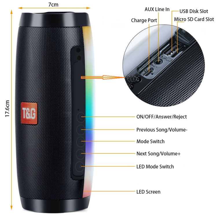Loa Bluetooth mini di động T&G TG157 Bluetooth 4.2 với đèn màu sắc giai điệu