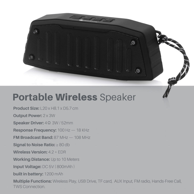 Loa Bluetooth di động ngoài trời NewRixing NR-4019 có chức năng gọi rảnh tay, Hỗ trợ thẻ TF & USB & FM & AUX
