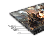 Thiết bị hiển thị di động 15.6 inch 1080P góc rộng 178 độ HD cho máy tính để bàn / máy chơi game / màn hình đồng thời / PS4 / PS3 / XBox, có Mini HDMI & Micro USB & 2 cổng USB-C / Type-C