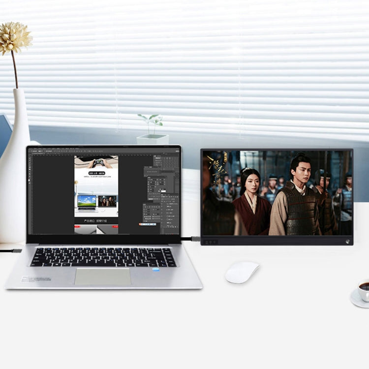 Thiết bị hiển thị di động 15.6 inch 1080P góc rộng 178 độ HD cho máy tính để bàn / máy chơi game / màn hình đồng thời / PS4 / PS3 / XBox, có Mini HDMI & Micro USB & 2 cổng USB-C / Type-C