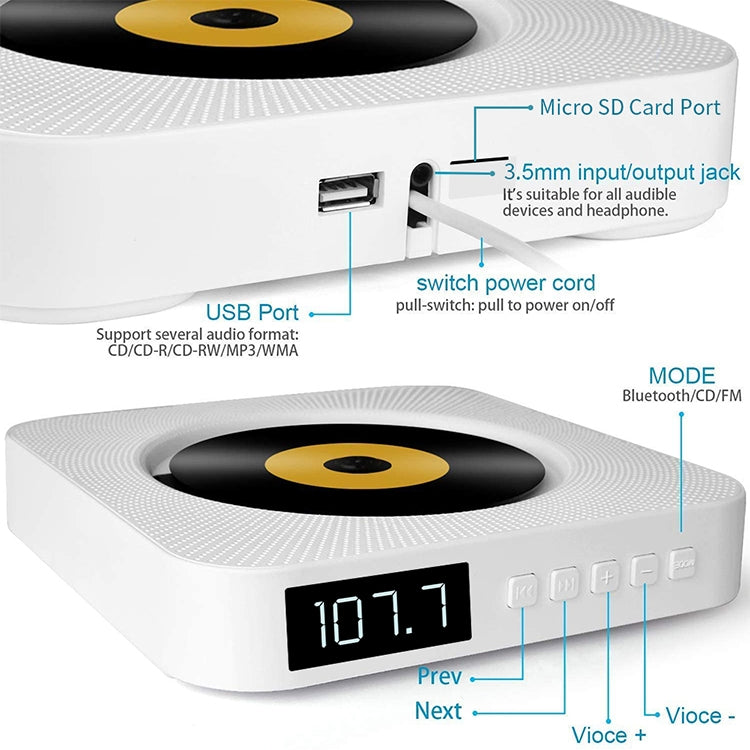 Loa Bluetooth hiển thị kỹ thuật số di động thế hệ thứ hai có đầu CD và điều khiển từ xa, hiển thị kỹ thuật số