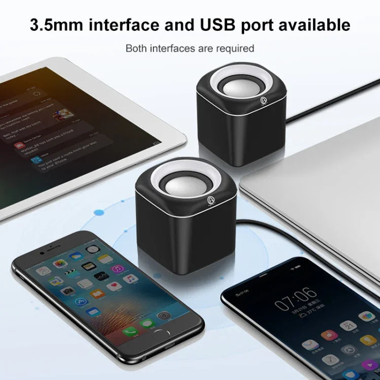 Loa có dây mini âm lượng lớn điều khiển bằng dây USB phiên bản tiêu chuẩn A1, chiều dài cáp: 1.1m, phiên bản tiêu chuẩn