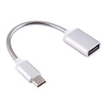 Cáp OTG dây kim loại USB cái 8.3cm sang Type-C đực, cáp sạc dữ liệu
