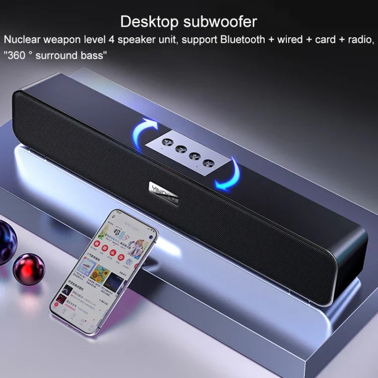 Loa Bluetooth không dây YINDIAO A36 Bluetooth 5.0 Subwoofer thông minh cho máy tính, phiên bản nâng cấp Bluetooth (màu đen)