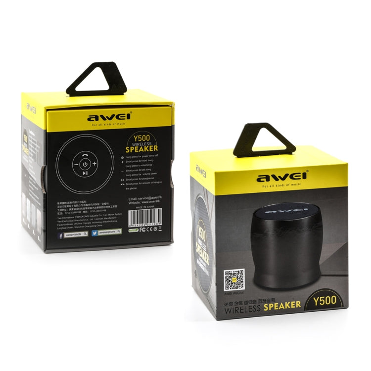 Loa Bluetooth không dây di động mini awei Y500 với âm thanh stereo 3D, mic tích hợp, hỗ trợ thẻ TF / AUX, Y500