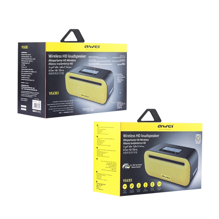Loa Bluetooth không dây awei Y600 âm thanh nổi 3D, Mic tích hợp, Hỗ trợ thẻ TF / AUX / NFC, Y600