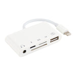 Bộ chia 5 trong 1 8 chân sang USB HUB và USB-C / Type-C và tai nghe 3.5mm và đầu đọc thẻ SD và TF