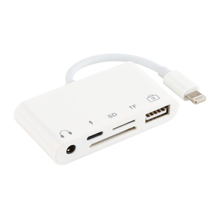Bộ chia 5 trong 1 8 chân sang USB HUB và USB-C / Type-C và tai nghe 3.5mm và đầu đọc thẻ SD và TF