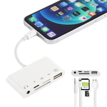 Bộ chia 5 trong 1 8 chân sang USB HUB và USB-C / Type-C và tai nghe 3.5mm và đầu đọc thẻ SD và TF