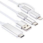 Cáp chuyển đổi 3 trong 1 Micro USB & 8 Pin & Type-C sang HDMI HD 1080P HDTV