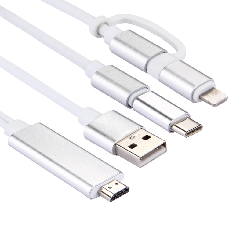 Cáp chuyển đổi 3 trong 1 Micro USB & 8 Pin & Type-C sang HDMI HD 1080P HDTV