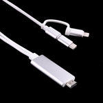 Cáp chuyển đổi 3 trong 1 Micro USB & 8 Pin & Type-C sang HDMI HD 1080P HDTV