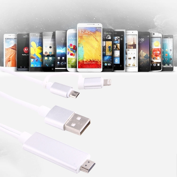 Cáp chuyển đổi 3 trong 1 Micro USB & 8 Pin & Type-C sang HDMI HD 1080P HDTV