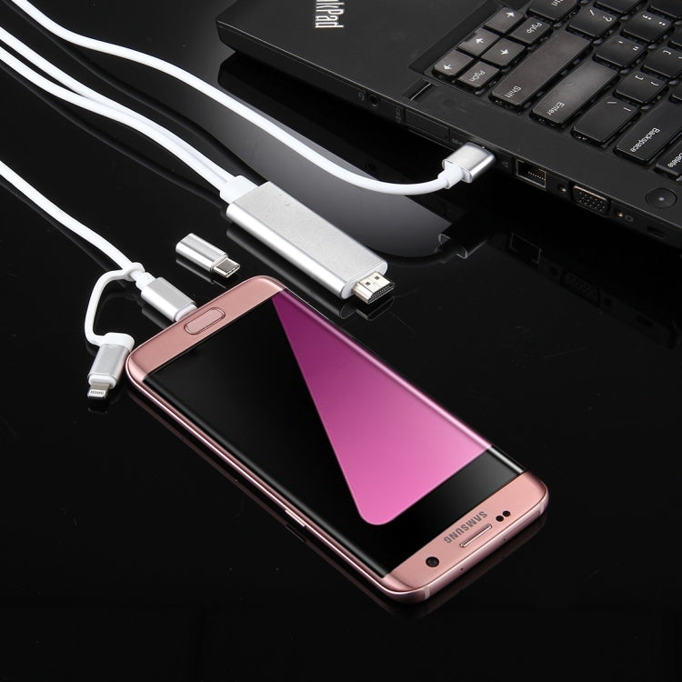Cáp chuyển đổi 3 trong 1 Micro USB & 8 Pin & Type-C sang HDMI HD 1080P HDTV