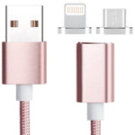 Cáp dữ liệu từ tính 2 trong 1 Micro USB & 8 Pin ra USB 2.0 kiểu dệt 5V 2A, chiều dài cáp: 1.2m