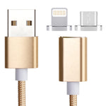 Cáp dữ liệu từ tính 2 trong 1 Micro USB & 8 Pin ra USB 2.0 kiểu dệt 5V 2A, chiều dài cáp: 1.2m