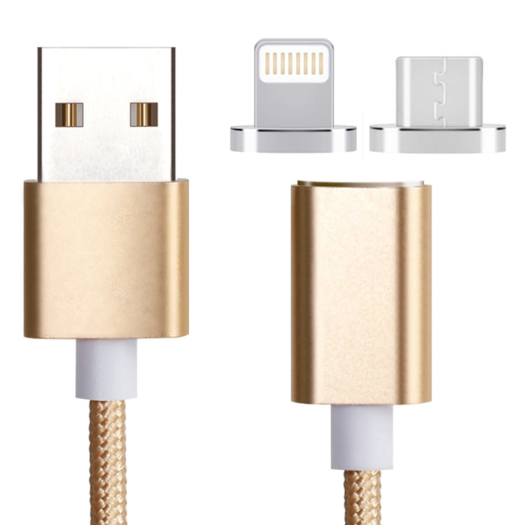 Cáp dữ liệu từ tính 2 trong 1 Micro USB & 8 Pin ra USB 2.0 kiểu dệt 5V 2A, chiều dài cáp: 1.2m