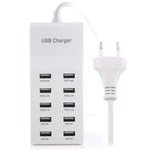Bộ sạc USB 10 cổng 5V 2.4A / 2.1A / 1A, phích cắm EU