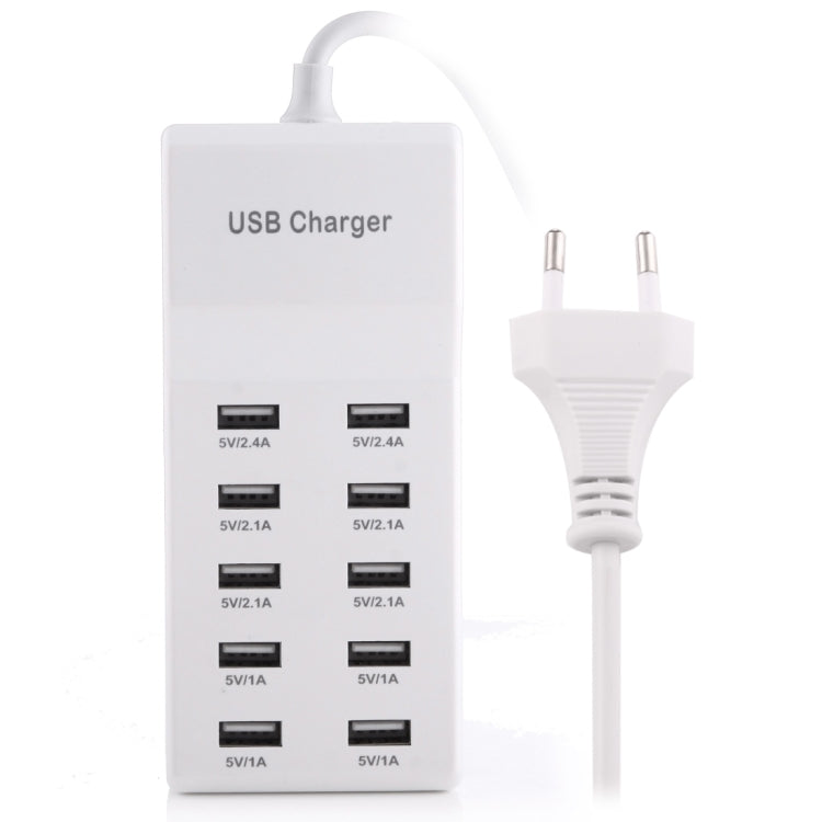 Bộ sạc USB 10 cổng 5V 2.4A / 2.1A / 1A, phích cắm EU