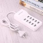 Bộ sạc USB 10 cổng 5V 2.4A / 2.1A / 1A, phích cắm EU