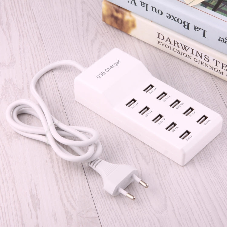 Bộ sạc USB 10 cổng 5V 2.4A / 2.1A / 1A, phích cắm EU