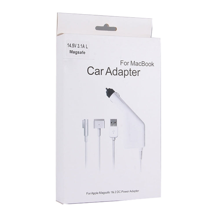 Sạc xe hơi MagSafe 1 kiểu L 5 chân 85W 18.5V 4.6A với 1 cổng USB cho Apple Macbook A1150 / A1151 / A1172 / A1184 / A1211 / A1370, chiều dài: 1.7m, 85W 18.5V 4.6A