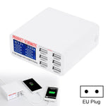 Bộ sạc nhanh 30W QC 3.0 6 cổng USB 899 có màn hình LCD kỹ thuật số, phích cắm EU, mã 899