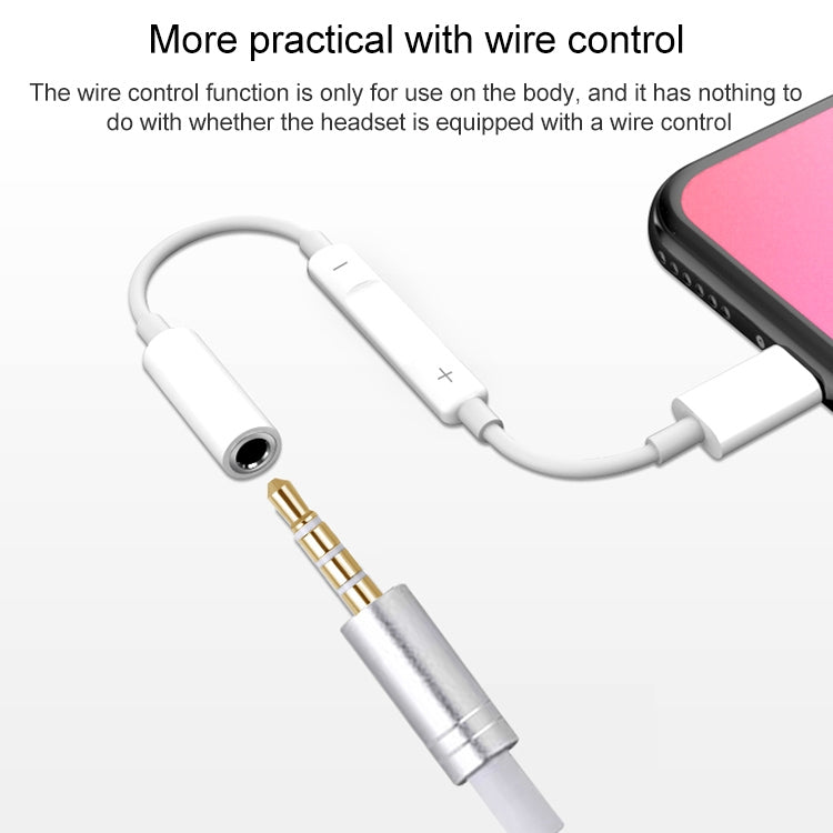 Dây jack tai nghe 8 Pin đực sang 3.5mm cái có điều khiển, bộ chuyển đổi âm thanh Bluetooth, hỗ trợ nghe nhạc, gọi điện, điều chỉnh âm lượng