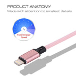 Cáp sạc đồng bộ dữ liệu 1m 2A USB sang 8 chân kiểu dệt nylon, 8 chân màu hồng, 8 chân màu xanh dương, 8 chân màu đỏ, 8 chân màu trắng