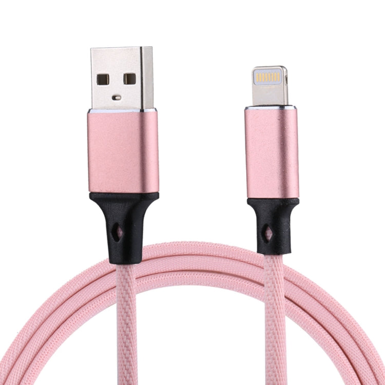 Cáp sạc đồng bộ dữ liệu 1m 2A USB sang 8 chân kiểu dệt nylon, 8 chân màu hồng, 8 chân màu xanh dương, 8 chân màu đỏ, 8 chân màu trắng
